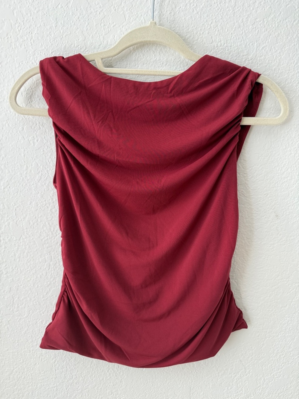 H&M Sleeveless Draped Camisole in Wine Red